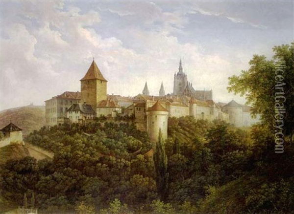 Blick Auf Den Hradschin In Prag Oil Painting - Josef Manes