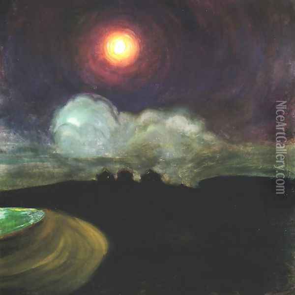 Moon Oil Painting - Gustaw Gwozdecki