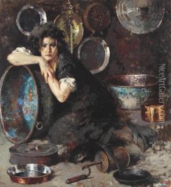 A Kitchenmaid Oil Painting - Vincenzo Irolli