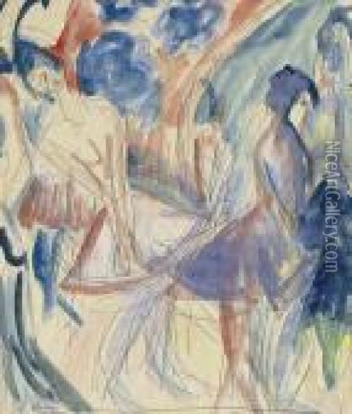 Tanzerinnen Oil Painting - Ernst Ludwig Kirchner