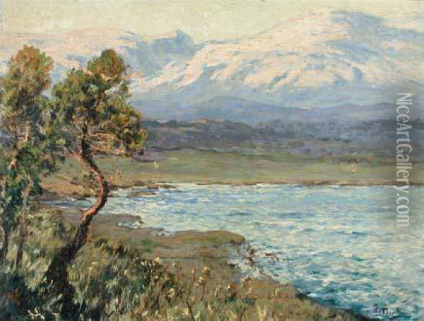 Bords De Lac Au Pied Des Montagnes Oil Painting - William Georges Thornley