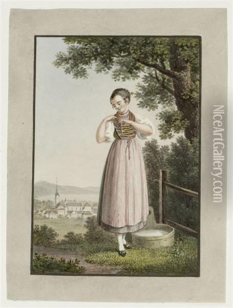 Girl In Costume Oil Painting - Johann Henry Fuseli