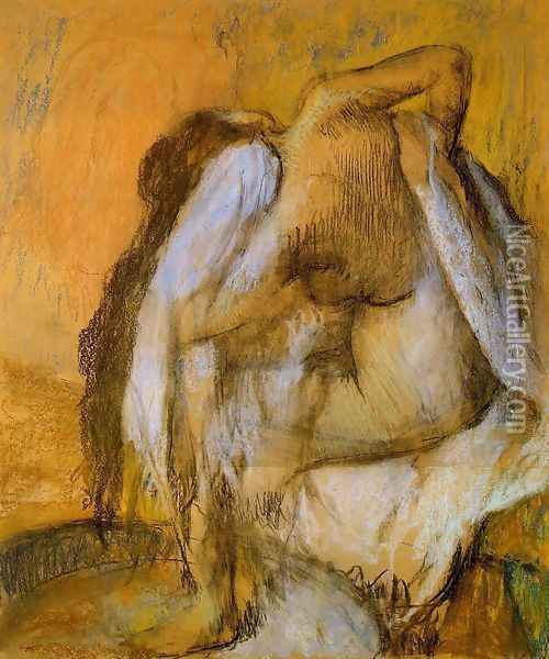 After the Bath, Woman Drying Herself III Oil Painting - Edgar Degas