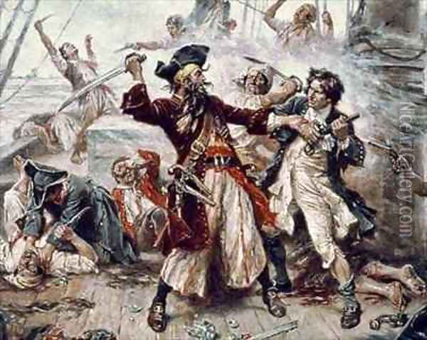 The Capture of the Pirate Blackbeard 2 Oil Painting - Jean-Leon Gerome Ferris