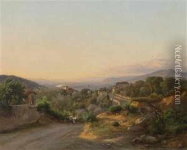 View Of Florence And The Hills Of San Donato To The West Oil Painting - Karoly Marko