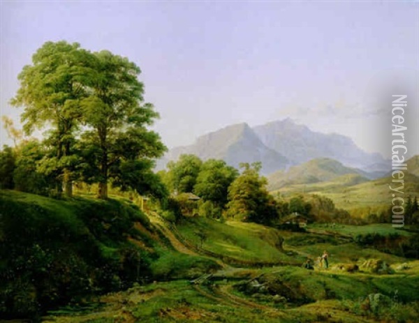 Landschaft Bei Salzburg Oil Painting - Ludwig Heinrich Theodor (Louis) Gurlitt