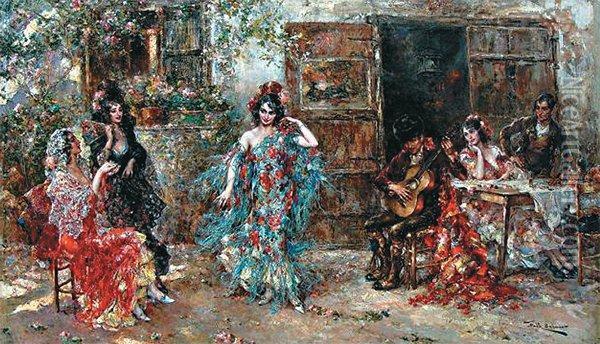 Danseuses De Flamenco Oil Painting - Juan Pablo Salinas Y Teruel
