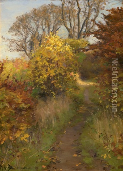 Herbstliche Waldlichtung Oil Painting - Hans Andersen Brendekilde