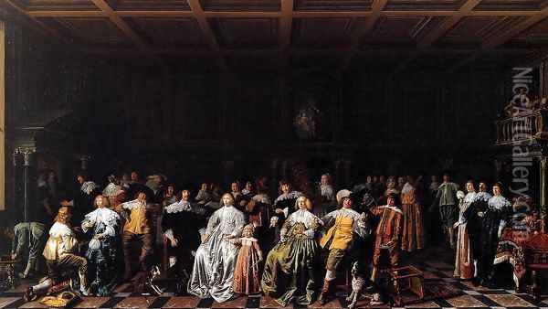 The Marriage of Willem van Loon and Margaretha Bas Oil Painting - Jan Miense Molenaer