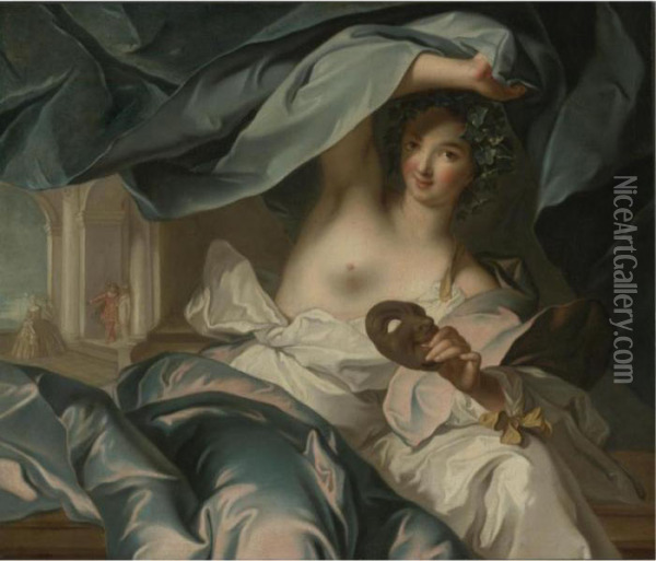 Portrait Of The Duchesse De Chteauroux As Thalia Oil Painting - Jean-Marc Nattier
