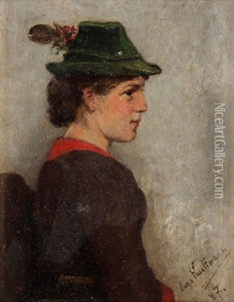 Jeune Tyrolienne Oil Painting - Hugo Kaufmann