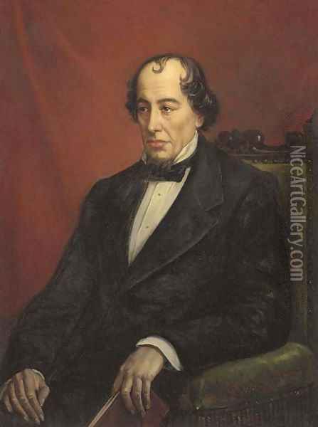 Portrait of Benjamin Disraeli (1804-1881), Earl of Beaconsfield Oil Painting - English School