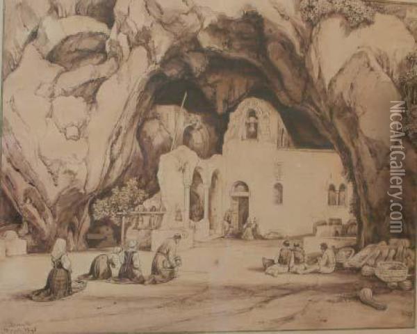 Nelle Grotte Di Maiori Oil Painting - Achille Vianelli