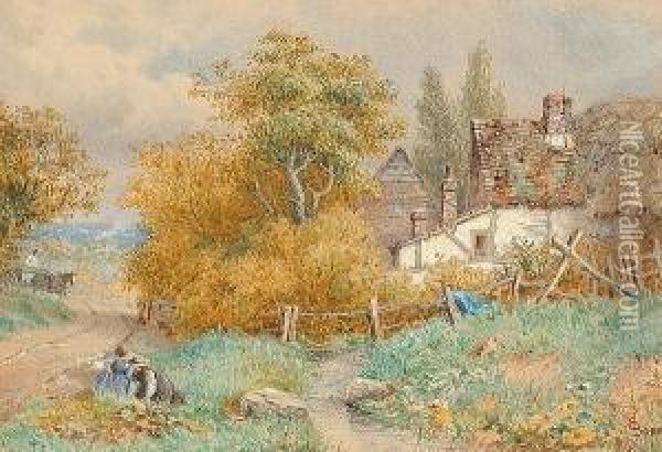 A Country Childhood Oil Painting - John Edward Soden