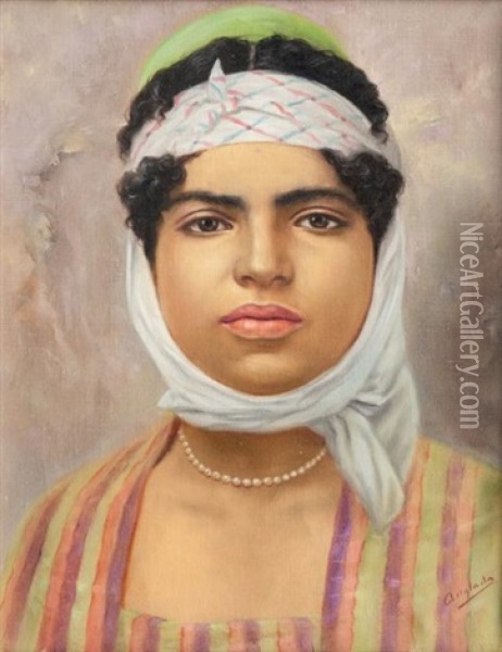 Portrait D'une Orientale Oil Painting - Luis Anglada Pinto