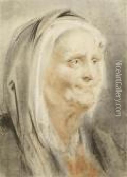 Portrait Of An Older Woman Oil Painting - Jacob Jordaens