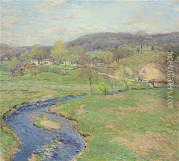 Blue Brook (a Stream In Vermont) Oil Painting - Willard Leroy Metcalf