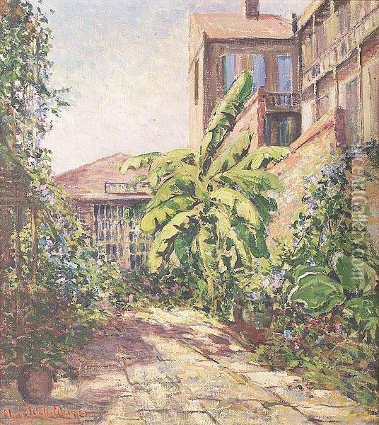 French Quarter Patio Oil Painting - Anne Wells Munger