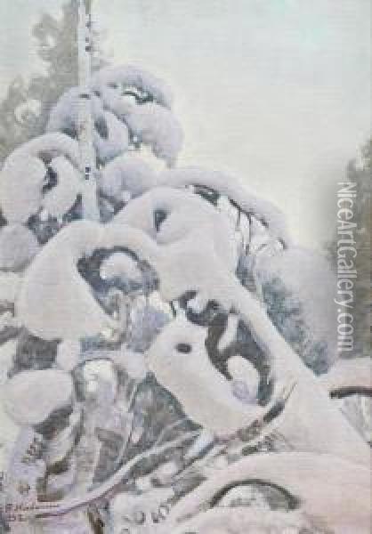 Snowy Winter Landscape Oil Painting - Pekka Halonen