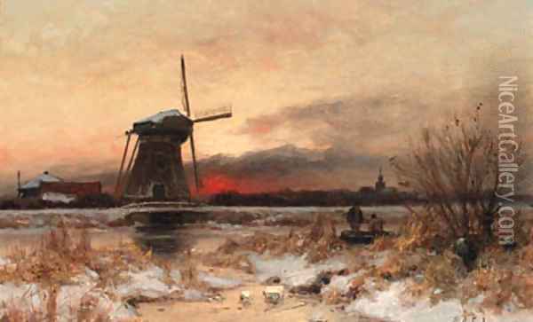 A winter landscape Oil Painting - Piet Schipperus