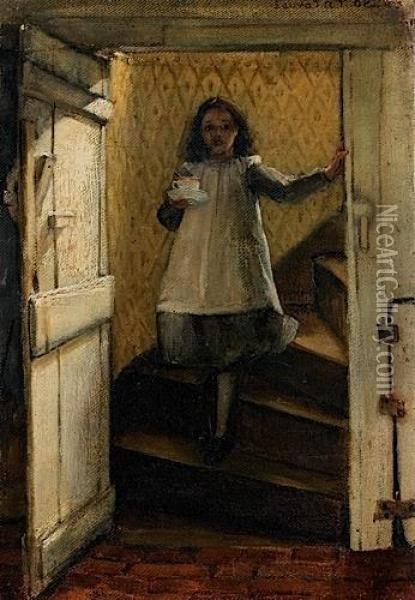 Jeune Fille Descendant Un Escalier Oil Painting - Laura Theresa Epps Alma-Tadema