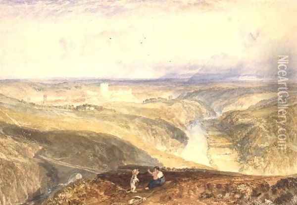 Richmond, Yorkshire, c.1825-28 Oil Painting - Joseph Mallord William Turner