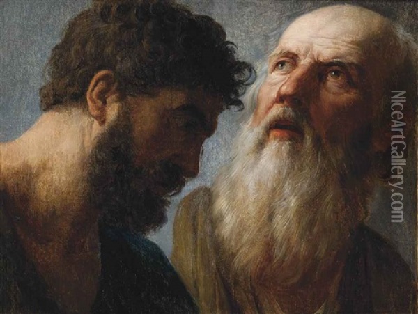 A Study Of Two Apostles Oil Painting - Caspar de Crayer