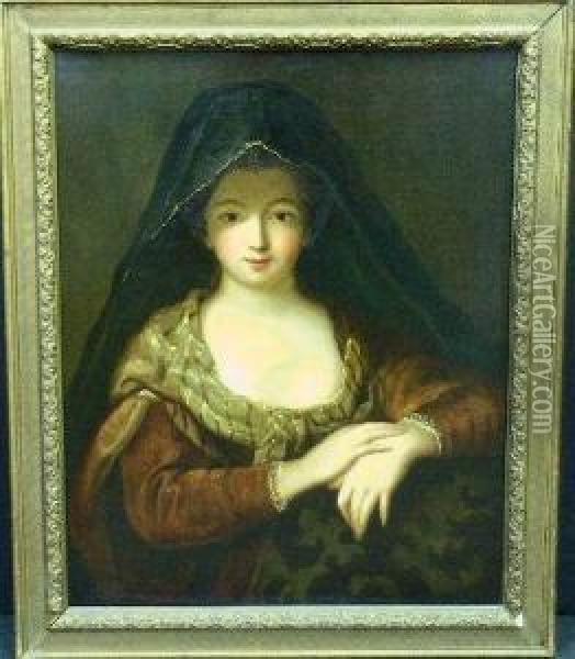 Portrait Of A Lady With A Shawl Oil Painting - Jean-Baptiste Santerre