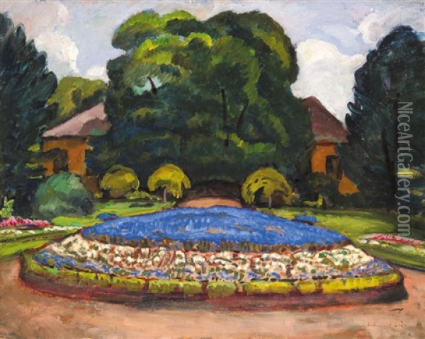 Castle Grounds In Kecskemet Oil Painting - Bela Ivanyi Gruenwald