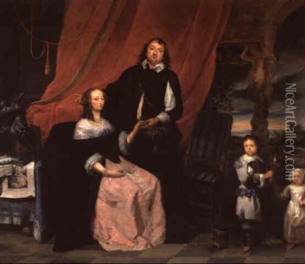 Portrait D'une Famille Oil Painting - Gonzales Coques