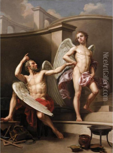 Daedalus And Icarus Oil Painting - Laurent Pecheux
