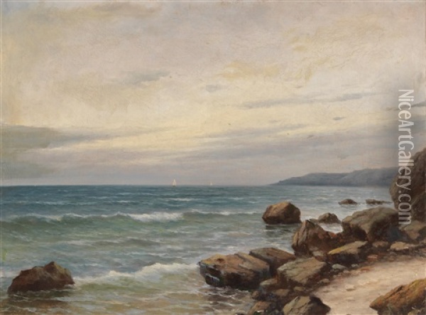 On The Coast Oil Painting - Grigorij Kapustin