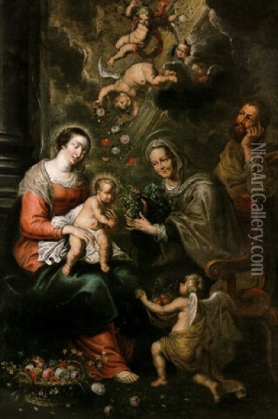 The Holy Family With St. Anne Oil Painting - Cornelis Schut the Elder