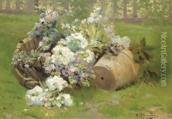 Hamper With Flowers Oil Painting - Eugene Henri Cauchois