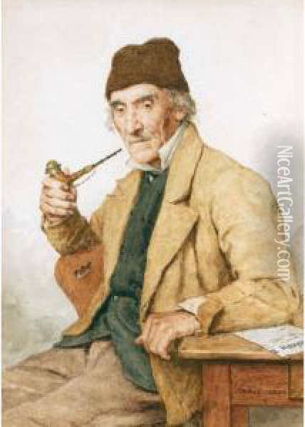 Grandfather With Pipe Oil Painting - Albert Anker