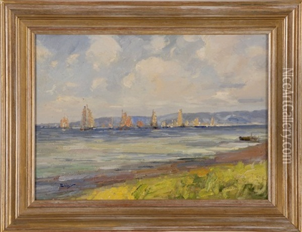 Sailing Ships Off The Coast Oil Painting - Henry Stephens Eddy