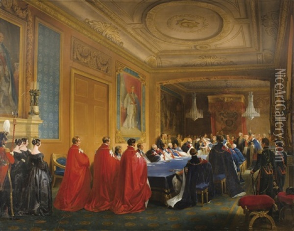 Le Roi Louis-philippe Recevant L'ordre De La Jarretiere Oil Painting - Nicolas Louis Francois Gosse