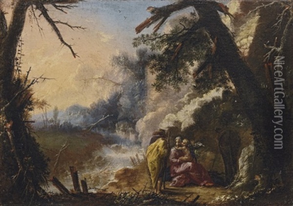 The Rest On The Flight To Egypt Oil Painting - Francesco (Cecco Bravo) Montelatici
