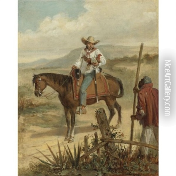 Tipos Populares - Guajiro Con Gallo Oil Painting - Victor Patricio Landaluze