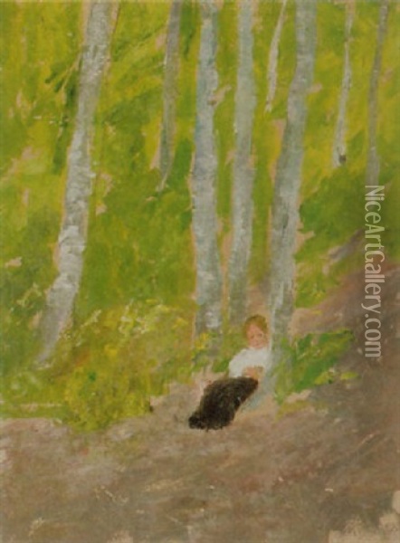 Figur In Wald Oil Painting - Ernst Traugott Schiess