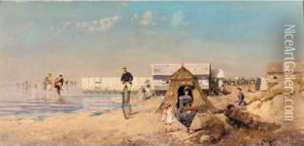 At The Beach Oil Painting - Robert Alott