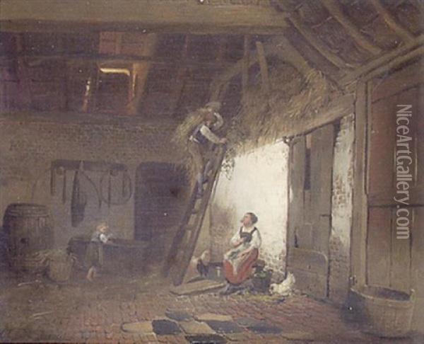Courtisans Sous Surveillance Oil Painting - Ferdinand de Braekeleer the Younger