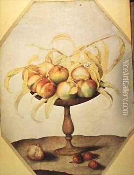Bowl of Peaches Oil Painting - Giovanna Garzoni