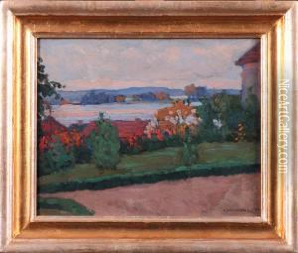 Widok Z Klasztoru W Czerwinsku, 1916 R. Oil Painting - Edward Trojanowski