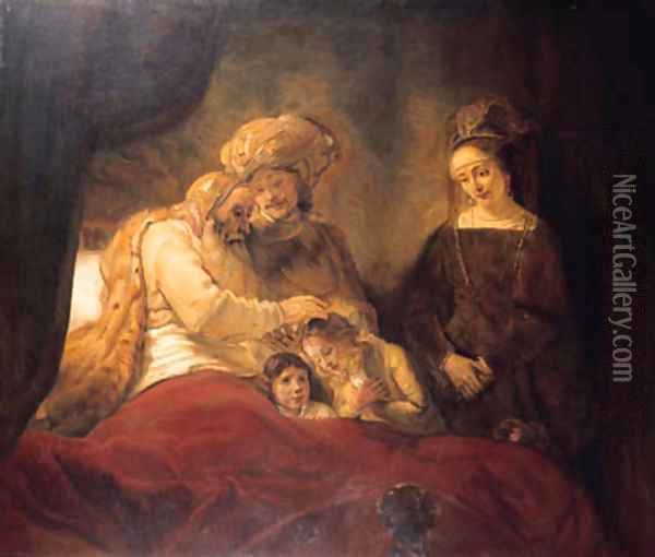 Jacob blessing the sons of Joseph Oil Painting - Hermann Hirsch