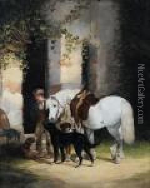 The Gamekeeper's Companions Oil Painting - Snr William Shayer