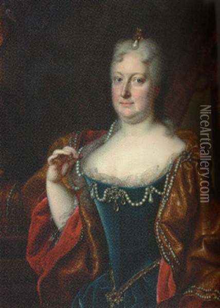 Portrait Of Elizabeth De Brunswick, Empress Of Germany Oil Painting - Martin van Meytens the Younger