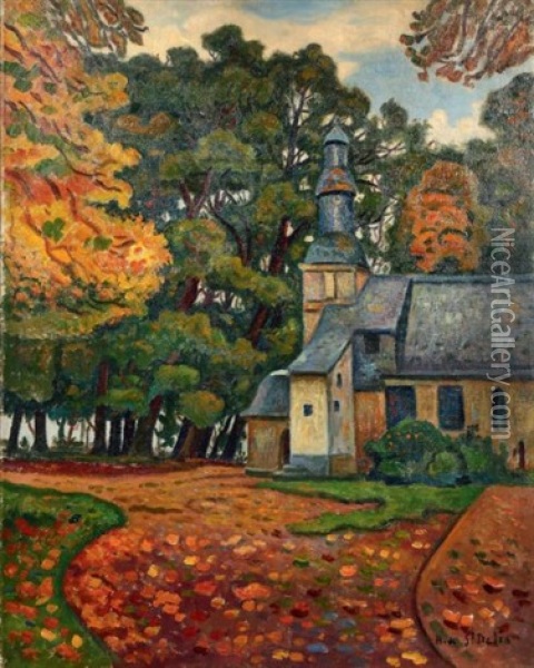 Chapelle De Grace, Honfleur A L'automne Oil Painting - Henri Lienard De Saint-Delis