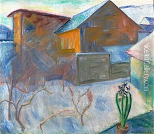 Svibel I Vinduet Oil Painting - Thorvald Erichsen