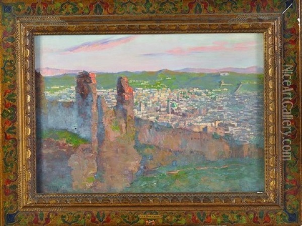 Fes, Vue Des Tombeaux Merinides Oil Painting - Joseph Felix Bouchor